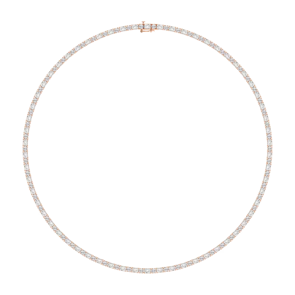 Classic Round and Emerald Cut Tennis Necklace