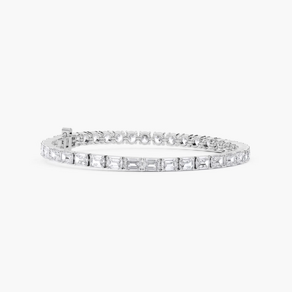 Emerald and Round Diamond Tennis Bracelet