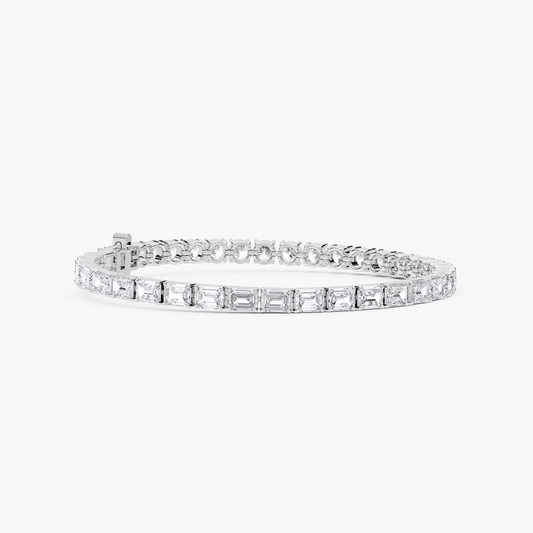 Emerald and Round Diamond Tennis Bracelet