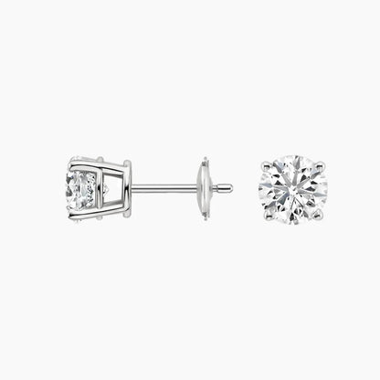 Perfect 4-Prong Lab Diamond Stud Earrings in 18K White Gold