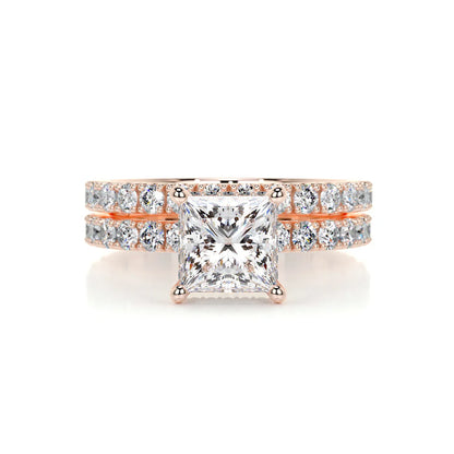 1 CT PRINCESS HIDDEN HALO  F/VS DIAMOND BRIDAL RING SET