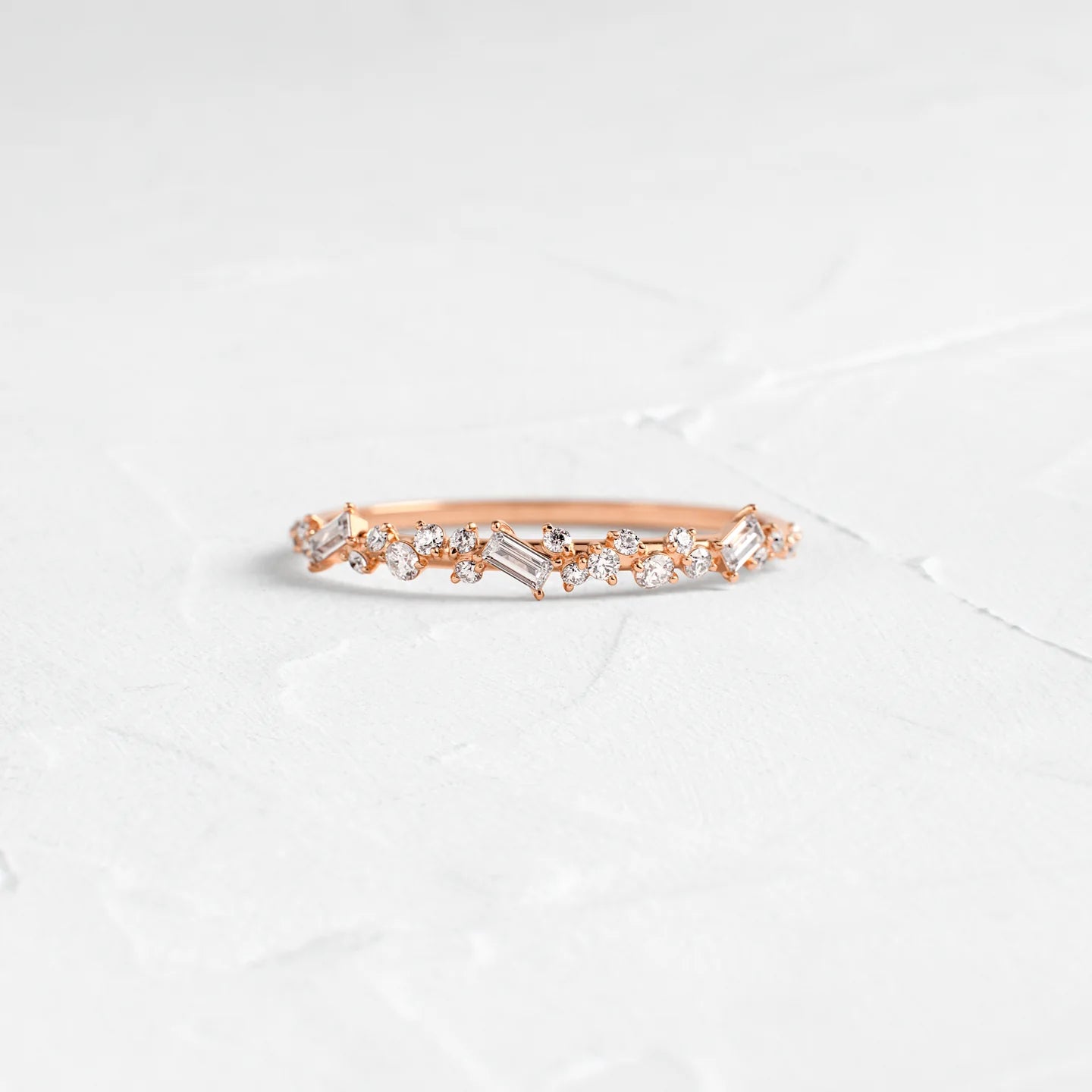 Sprinkle of Sugar Bezel Ring in Baguette Cut Diamond