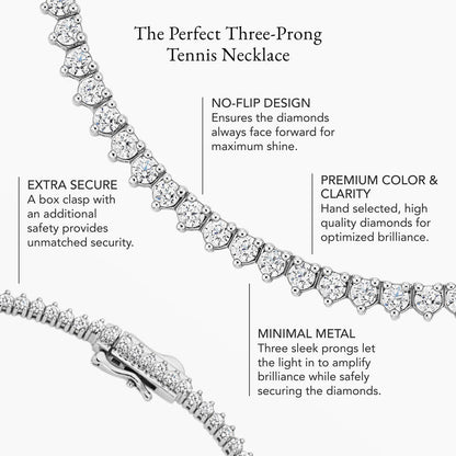 Perfect Three-Prong Lab Diamond Tennis Necklace in 18K Gold