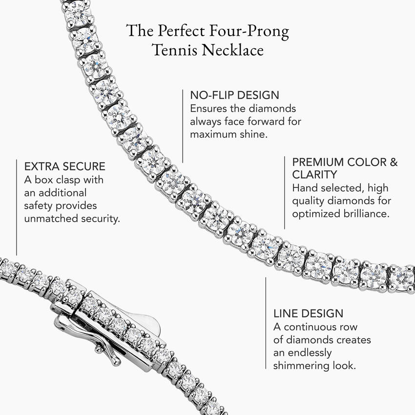 Perfect Four-Prong Lab Diamond Tennis Necklace in 18K Gold