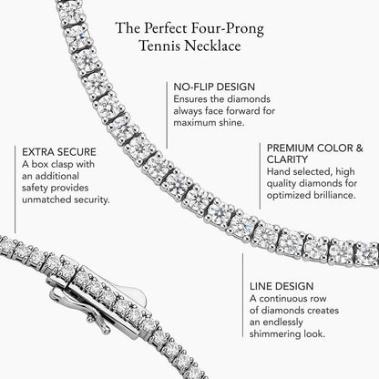 Perfect Four-Prong Lab Diamond Tennis Necklace in 18K Gold