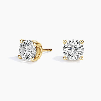 Perfect 4-Prong Lab Diamond Stud Earrings in 18K Yellow Gold
