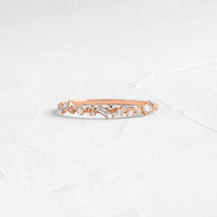 Sprinkle of Sugar Bezel Ring in Baguette Cut Diamond