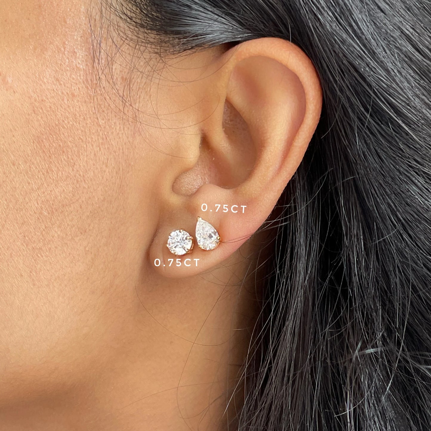 EVE Round Prong Solitaire Studs 18KT Gold