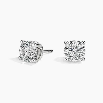 Perfect 4-Prong Lab Diamond Stud Earrings in 18K White Gold