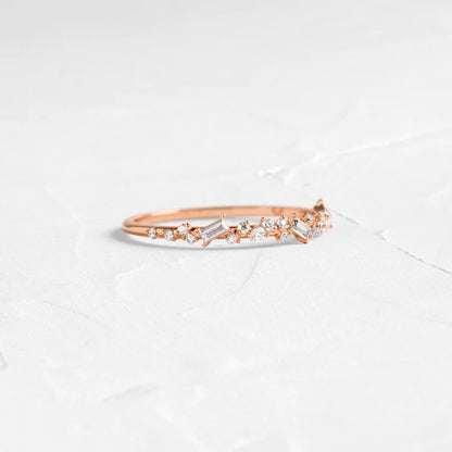 Sprinkle of Sugar Bezel Ring in Baguette Cut Diamond