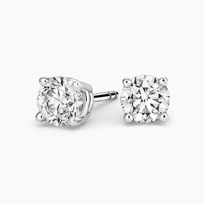 Perfect 4-Prong Lab Diamond Stud Earrings in 18K White Gold