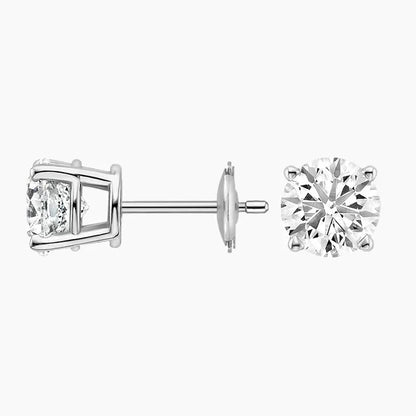 Perfect 4-Prong Lab Diamond Stud Earrings in 18K White Gold