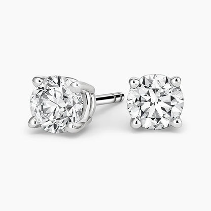 Perfect 4-Prong Lab Diamond Stud Earrings in 18K White Gold