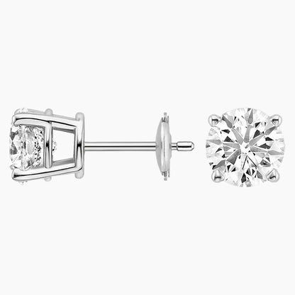 Perfect 4-Prong Lab Diamond Stud Earrings in 18K White Gold