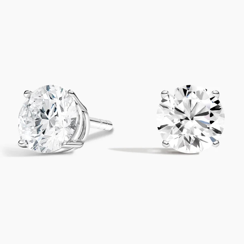 Perfect 4-Prong Lab Diamond Stud Earrings in 18K White Gold