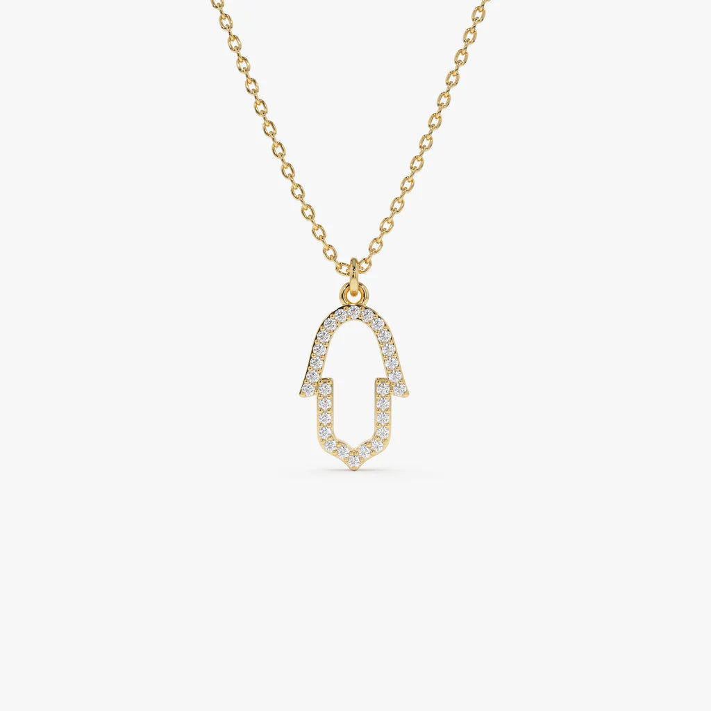 14K Diamond Moon Outline Necklace