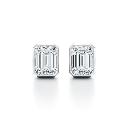 Bezel Set Lab Diamond Emerald Studs
