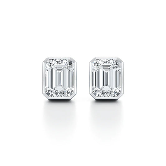 Bezel Set Lab Diamond Emerald Studs