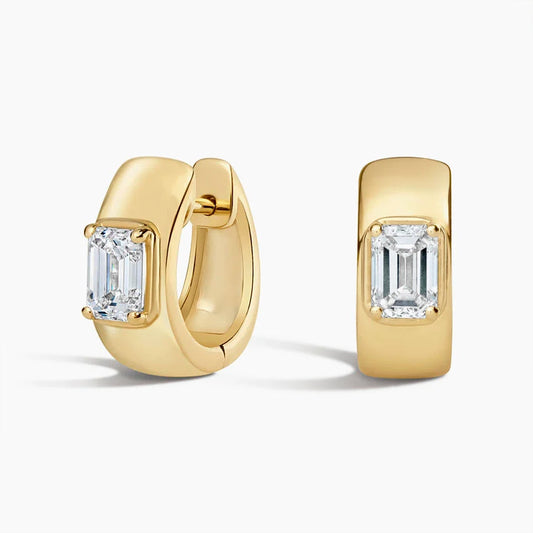 Billie Emerald-Cut Lab Diamond Wide Hoop Earrings (1 ct. tw.) in 14K Gold