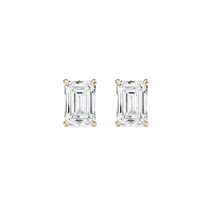 Emerald-Cut Solitaire Stud Earrings