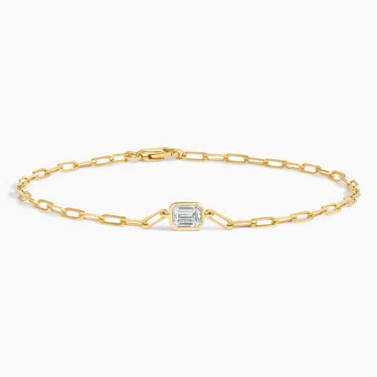 Emerald-Cut Lab Diamond Paperclip Chain Bracelet (1/5 ct. tw.) in 14K Yellow Gold