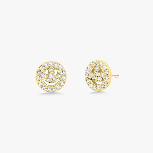 Little Drew Smiley Pave Diamond Stud Earrings