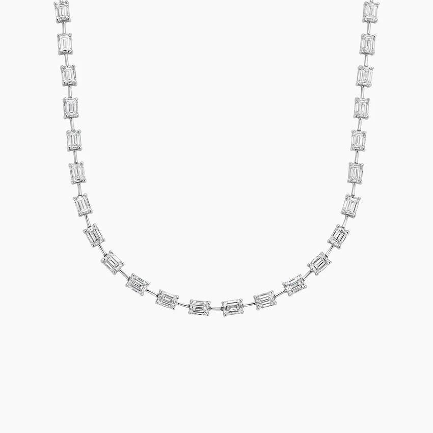 Emerald Cut Lab Diamond Tennis Necklace (5 ct. tw.) in 18K White Gold