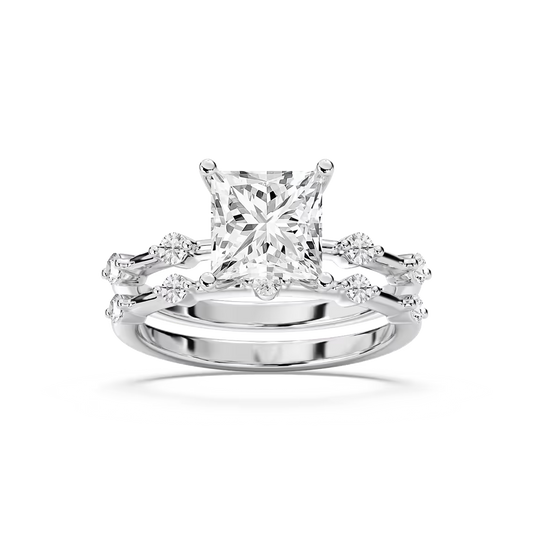 Mila Princess Cut Wedding Set