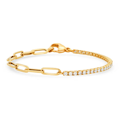Diamond Tennis and Chain Bracelet