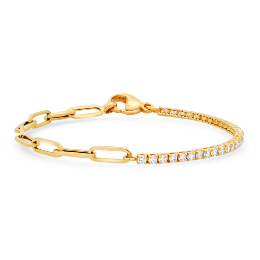 Diamond Tennis and Chain Bracelet