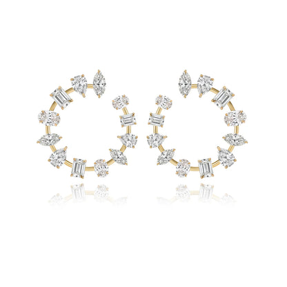 MEDIUM MULTI SHAPE DIAMOND ROUND SWIRL EARRINGS