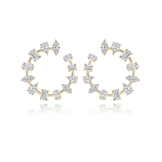 MEDIUM MULTI SHAPE DIAMOND ROUND SWIRL EARRINGS