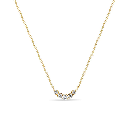 14K 5 GRADUATED PRONG DIAMOND NECKLACE