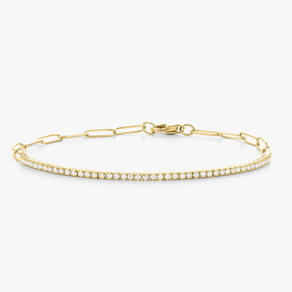 Farah Diamond Tennis Bracelet with Paperclip Closure