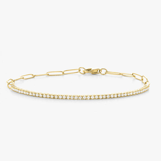 Farah Diamond Tennis Bracelet with Paperclip Closure