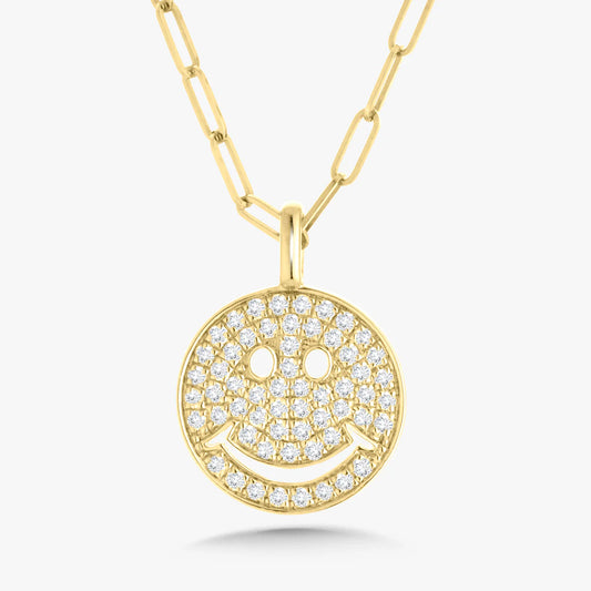 Smiley Diamond Charm Necklace