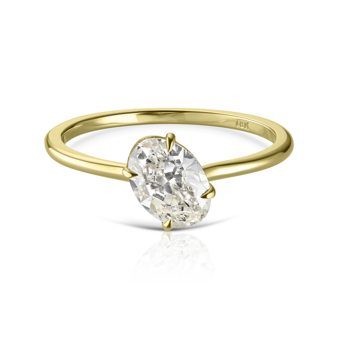 Floating Oval Cut Diamond Ring