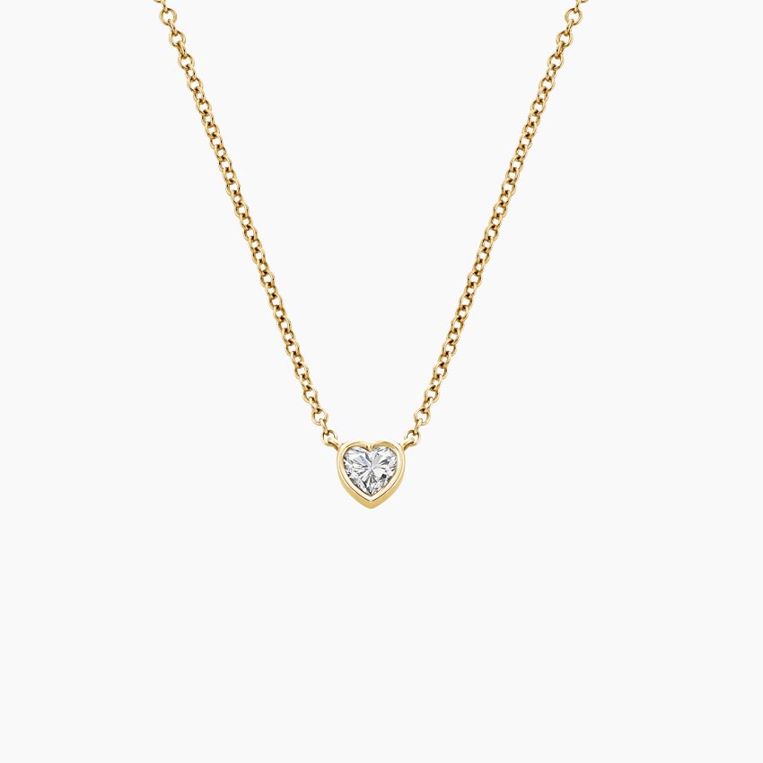 Lab Diamond Bezel Solitaire Pendant in 14K Yellow Gold