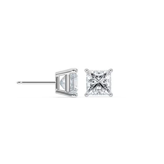 Princess Basket Studs with 1.00ctw Lab-Grown Diamonds in 14K White Gold