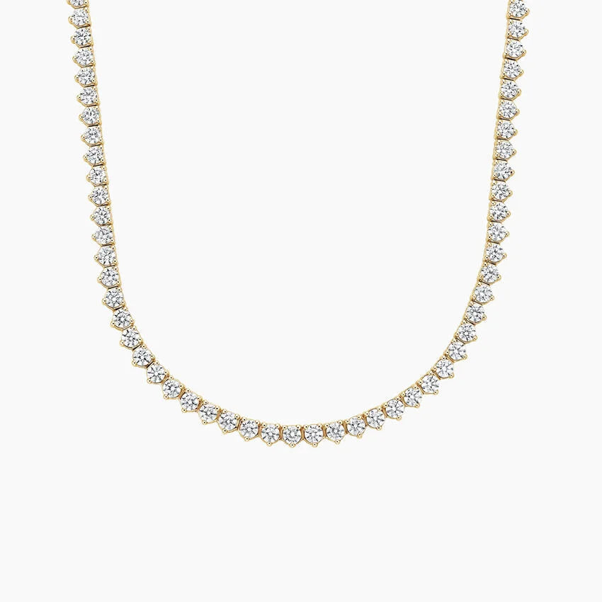 Perfect Three-Prong Lab Diamond Tennis Necklace in 18K Gold