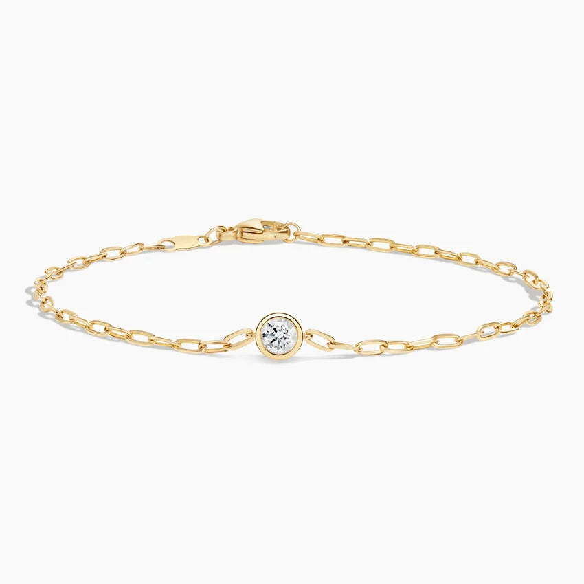 Round-Cut Lab Diamond Paperclip Chain Bracelet (1/5 ct. tw.) in 14K Yellow Gold