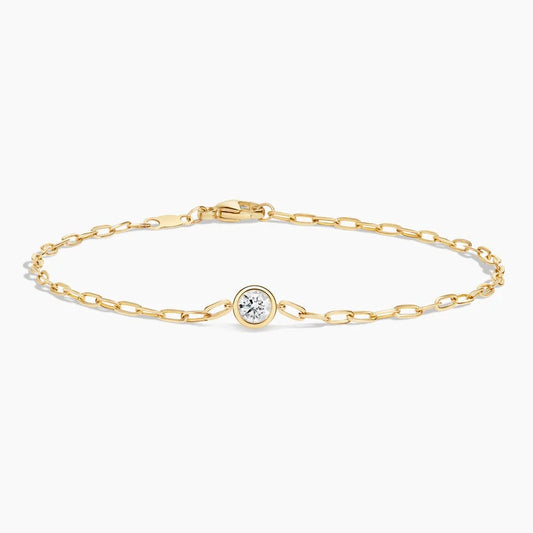 Round-Cut Lab Diamond Paperclip Chain Bracelet (1/5 ct. tw.) in 14K Yellow Gold