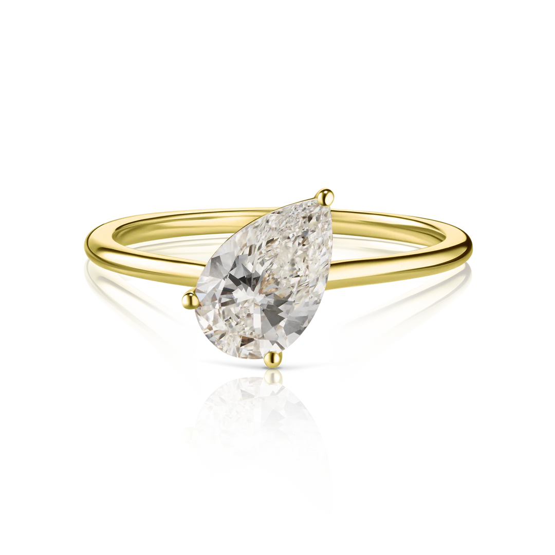 Floating Pear Cut Diamond Ring