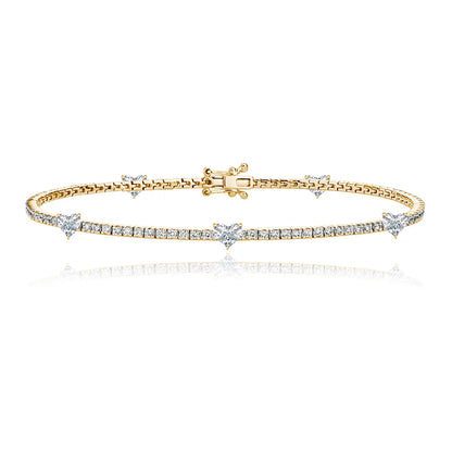 FIVE DIAMOND HEART TENNIS BRACELET