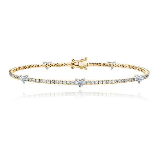FIVE DIAMOND HEART TENNIS BRACELET