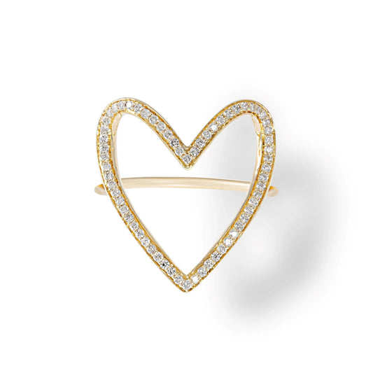 Open Heart Diamond Ring
