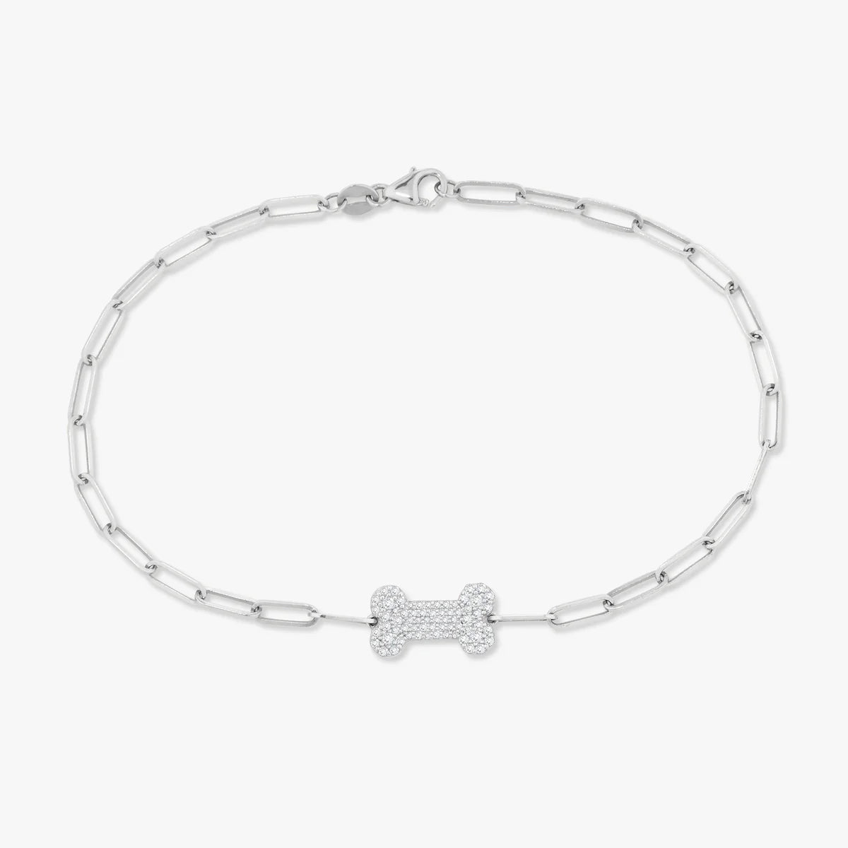 Pave Diamond Dog Bone Necklace or Bracelet