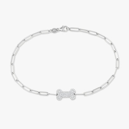 Pave Diamond Dog Bone Necklace or Bracelet