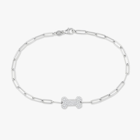 Pave Diamond Dog Bone Necklace or Bracelet
