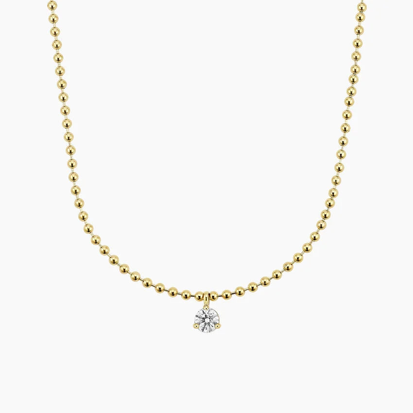 Lab Diamond Solitaire Bead Chain Pendant (0.40 ct. tw.) in 14K Gold